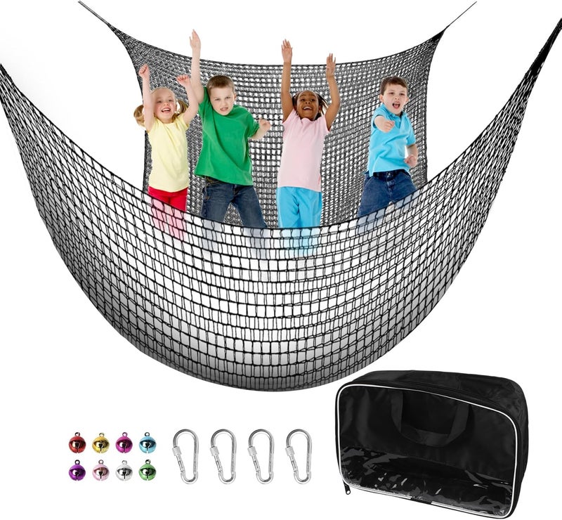 Toriexon Climbing Cargo Net 9.8' x 9.8', Double Layers Playground Safety Net, with Storage Bag Climbing Net for Kids Outdoor Treehouse - Image 1